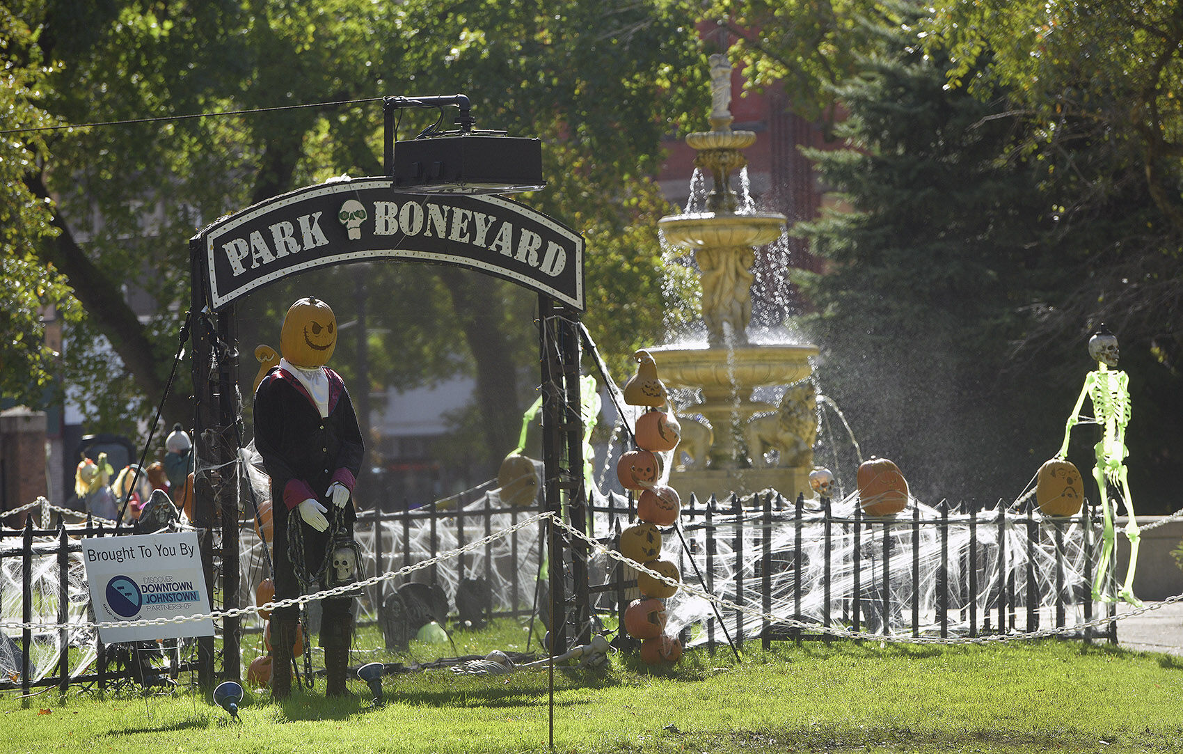 Park Boneyard Halloween display in downtown Johnstown